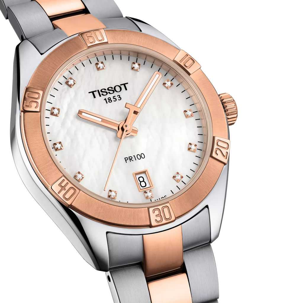 Reloj Tissot PR 100 Sport Chic Diamantes T101.910.22.116.00 - detalle esfera