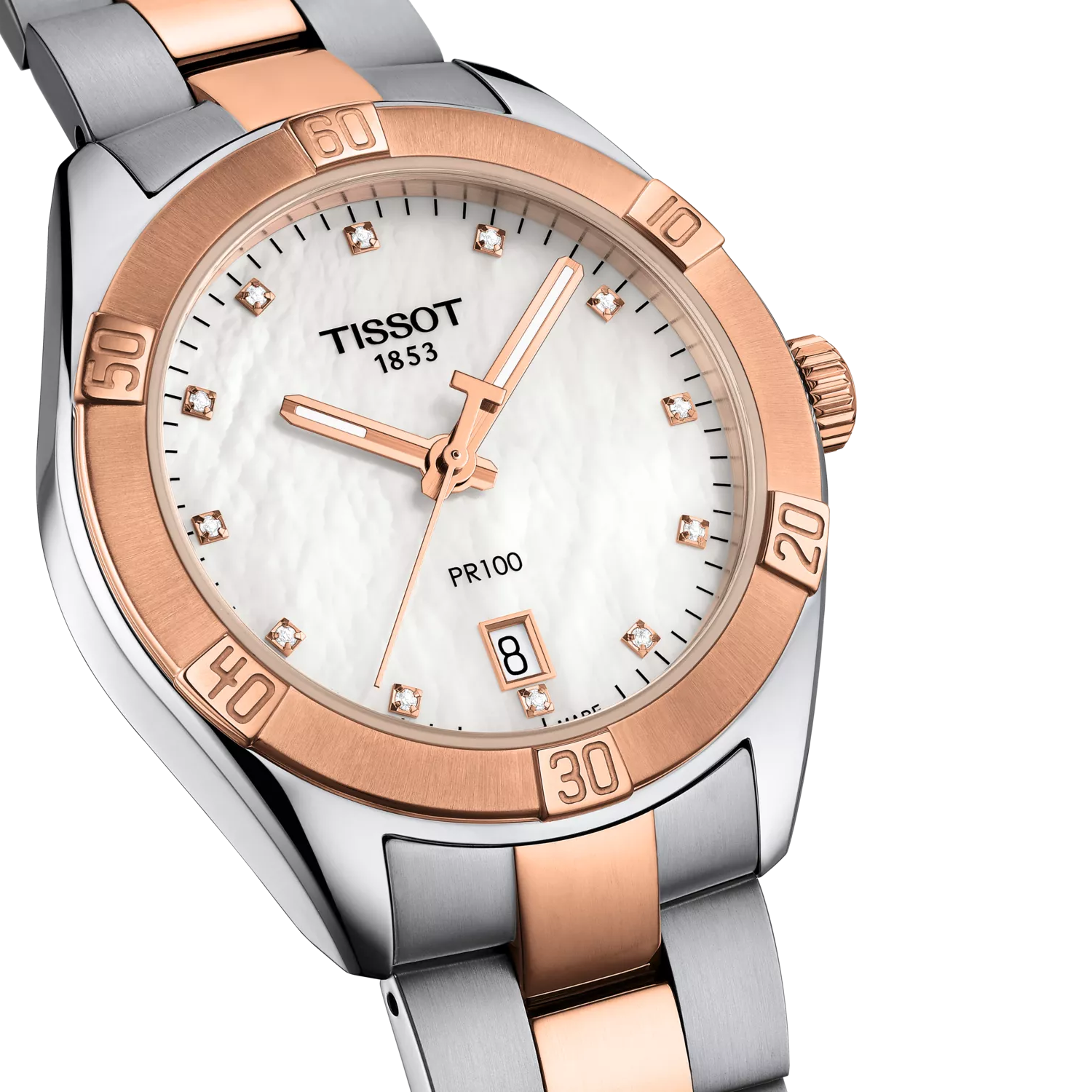Reloj Tissot PR 100 Sport Chic Diamantes T101.910.22.116.00 - detalle esfera