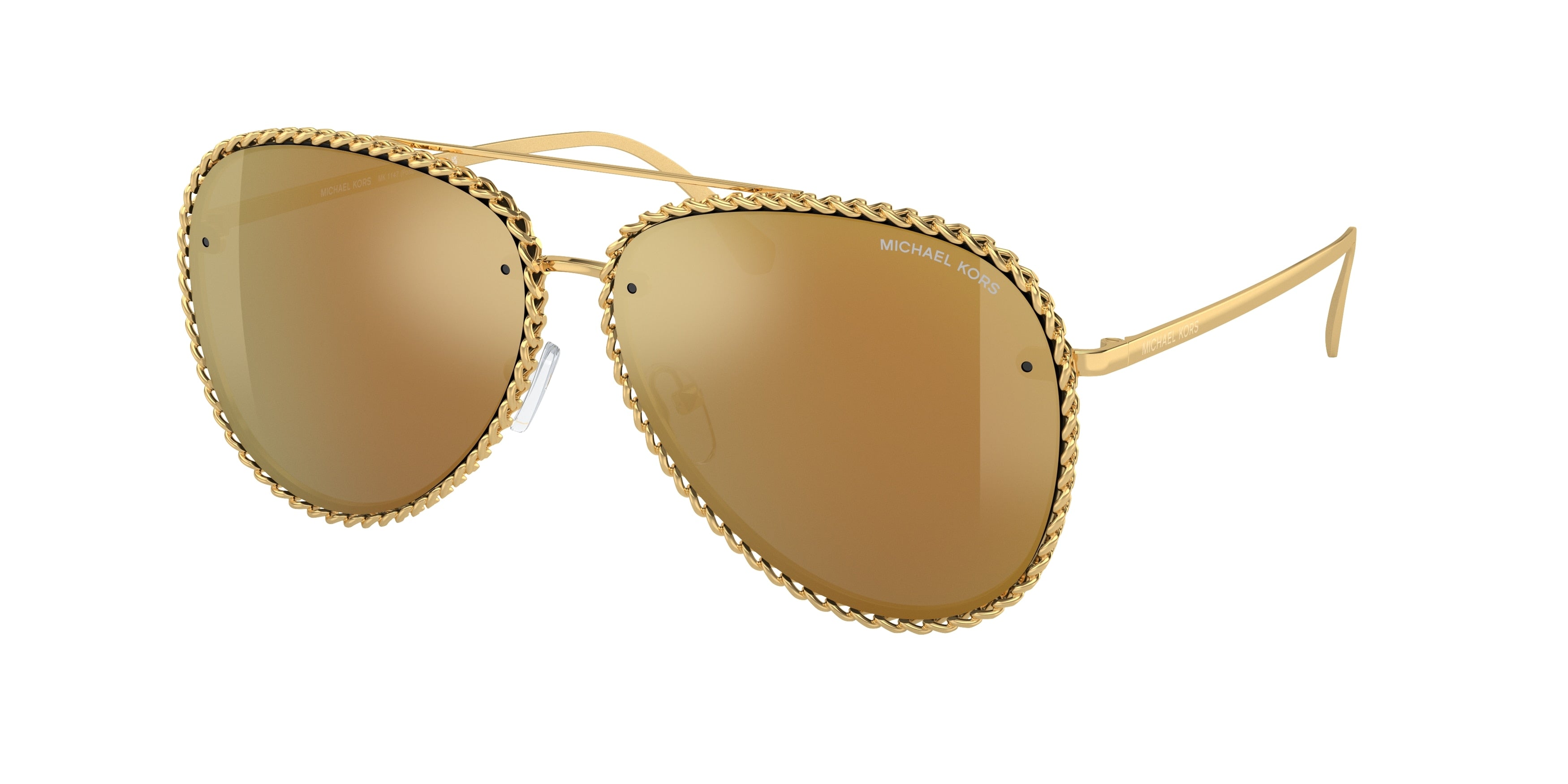 Gafas de Sol Michael Kors Portofino MK1147 Oro amarillo brillante y Dorado Espejado