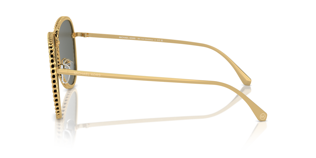 Gafas de Sol Michael Kors Portofino MK1147 Oro amarillo brillante y Dorado Espejado