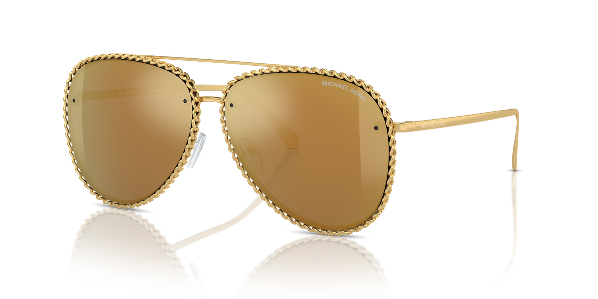 Gafas de Sol Michael Kors Portofino MK1147 Oro amarillo brillante y Dorado Espejado