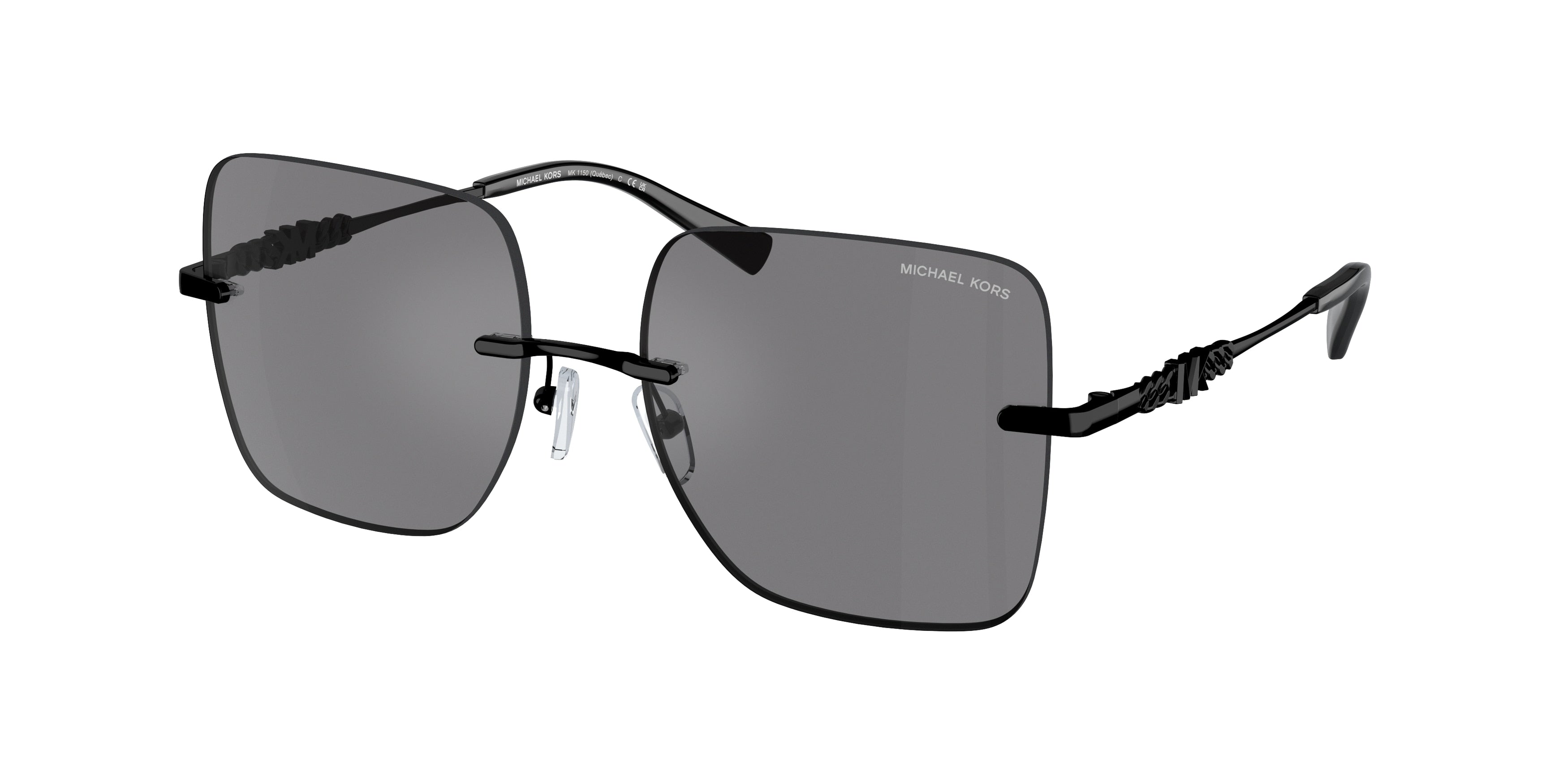 Gafas de Sol Michael Kors Québec MK1150 Espejo gris sólido atrás y Gris y Negro