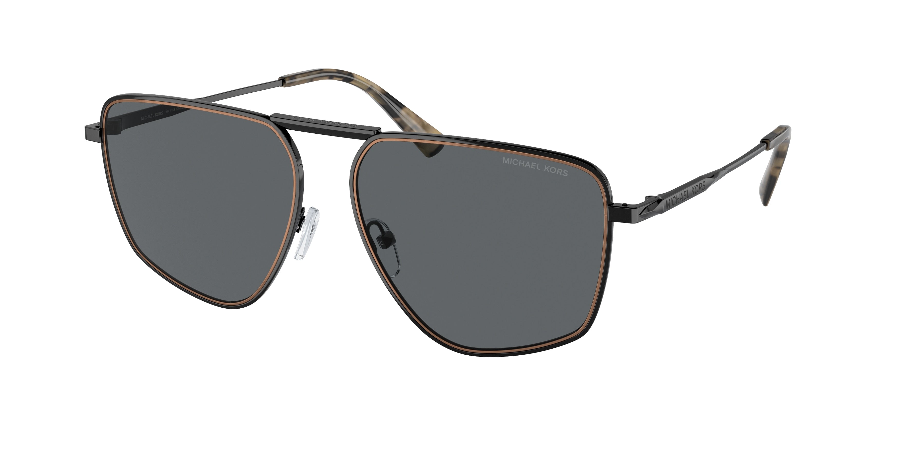 Gafas de Sol Michael Kors Silverton MK1153 Negro Brillante y Gris Oscuro Sólido
