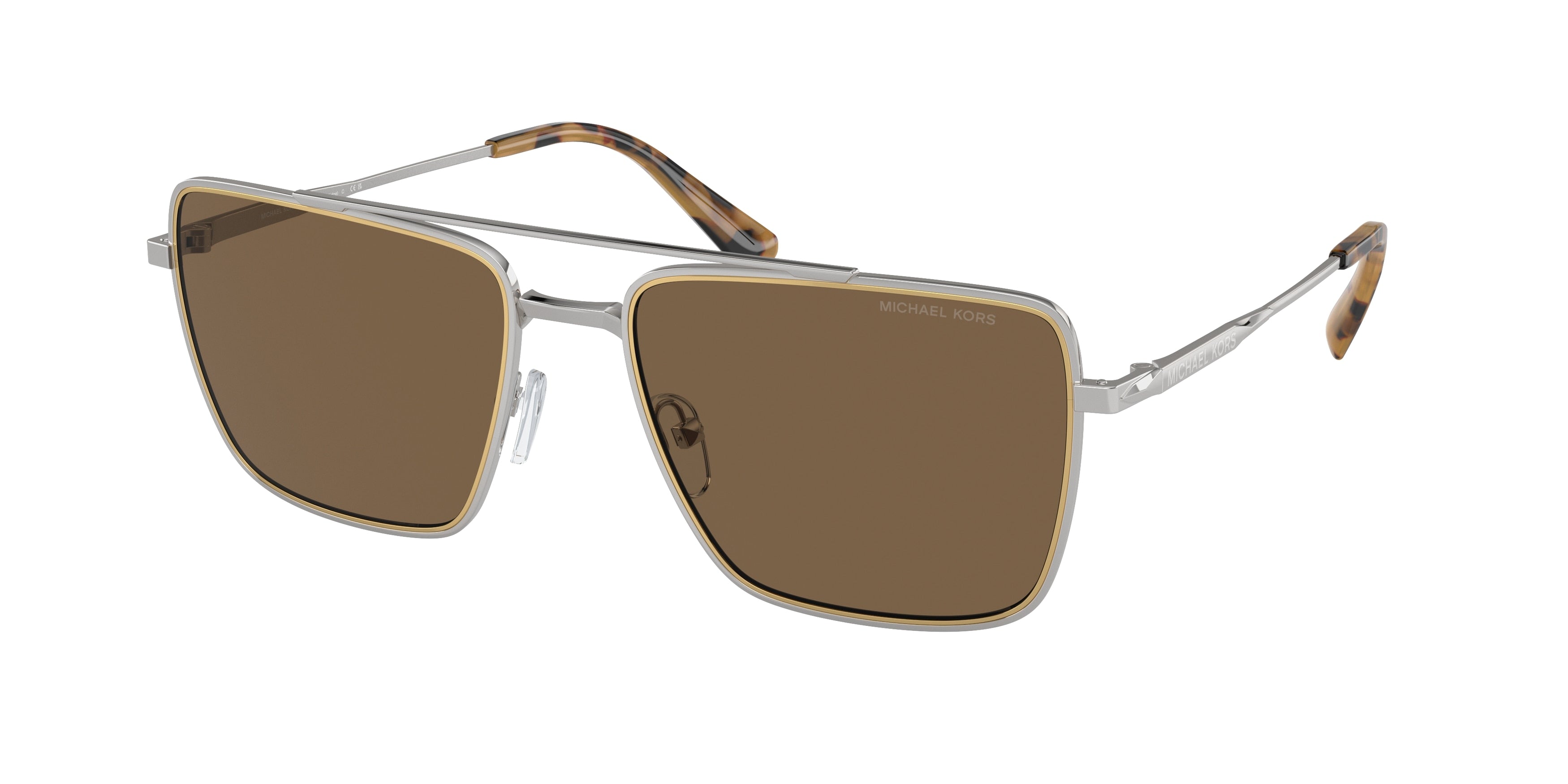 Gafas de Sol Michael Kors Blue Ridge MK1154 Plateado Brillante y Marrón Sólido
