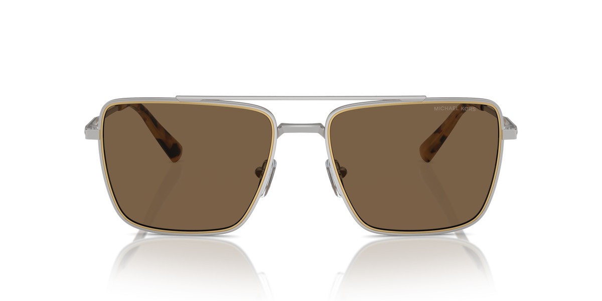Gafas de Sol Michael Kors Blue Ridge MK1154 Plateado Brillante y Marrón Sólido