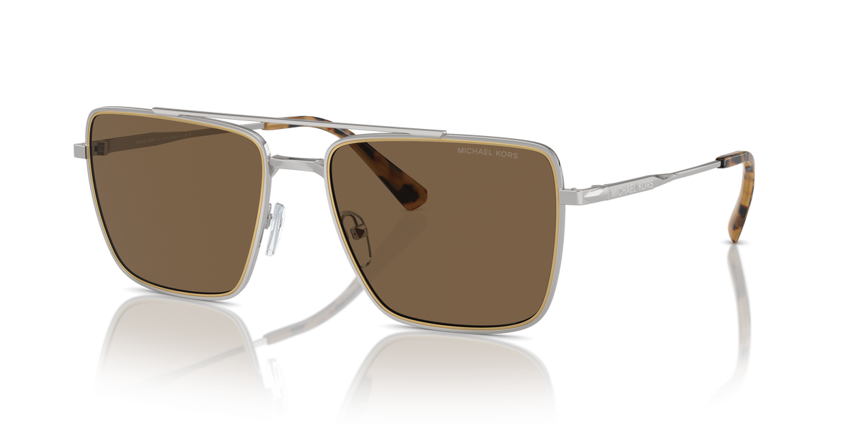 Gafas de Sol Michael Kors Blue Ridge MK1154 Plateado Brillante y Marrón Sólido