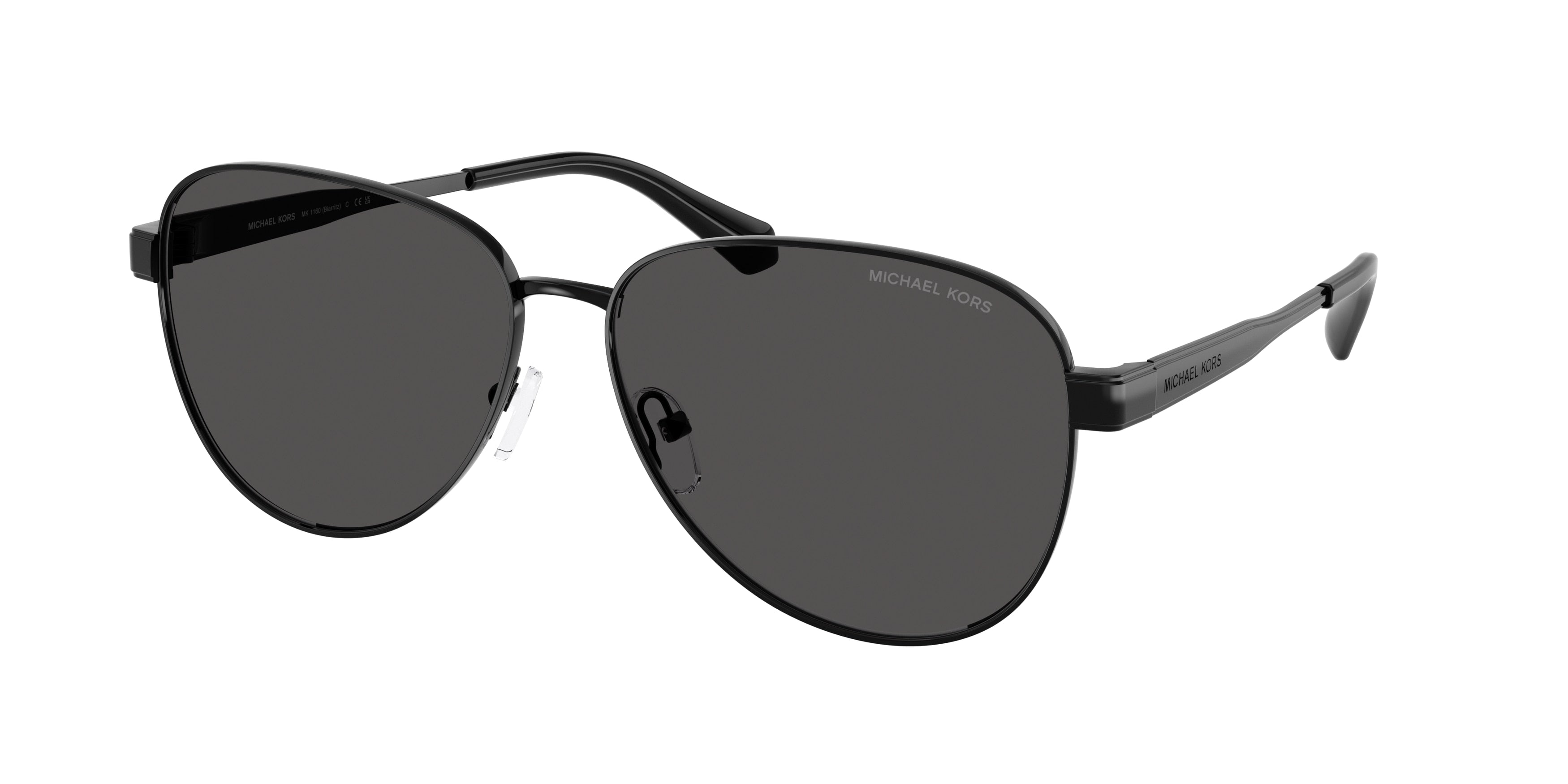 Gafas de Sol Michael Kors Biarritz MK1160 Negro Brillante y Gris Oscuro Sólido