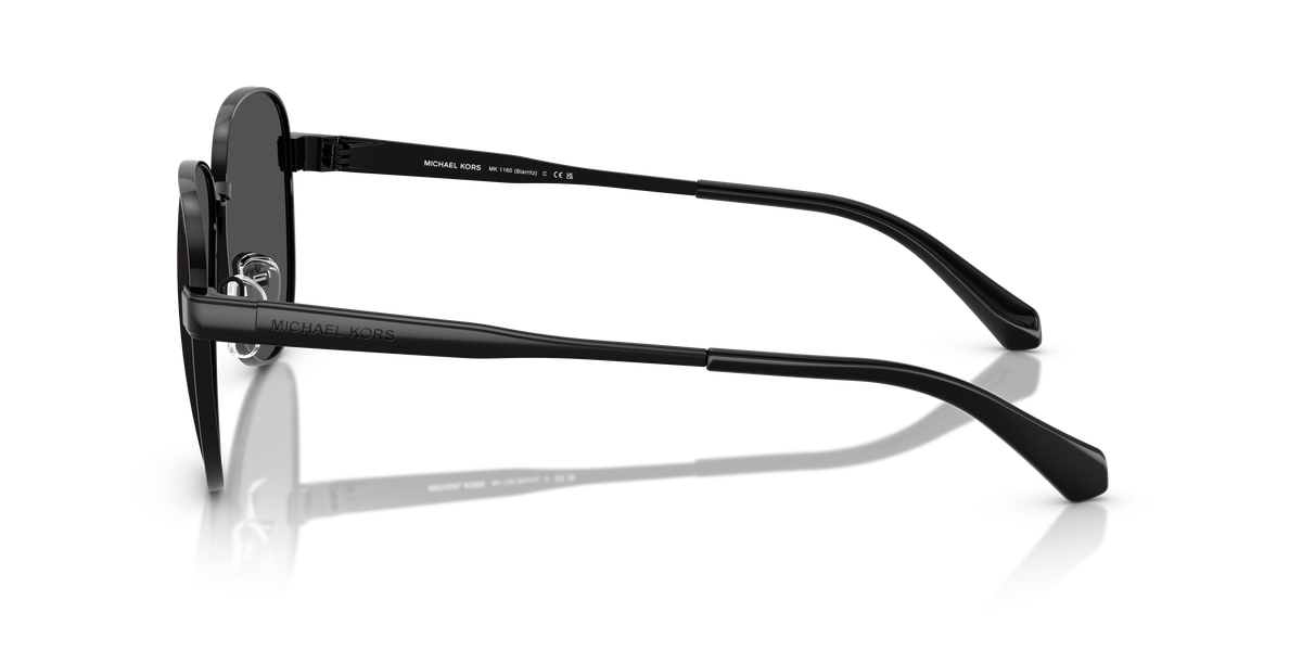 Gafas de Sol Michael Kors Biarritz MK1160 Negro Brillante y Gris Oscuro Sólido