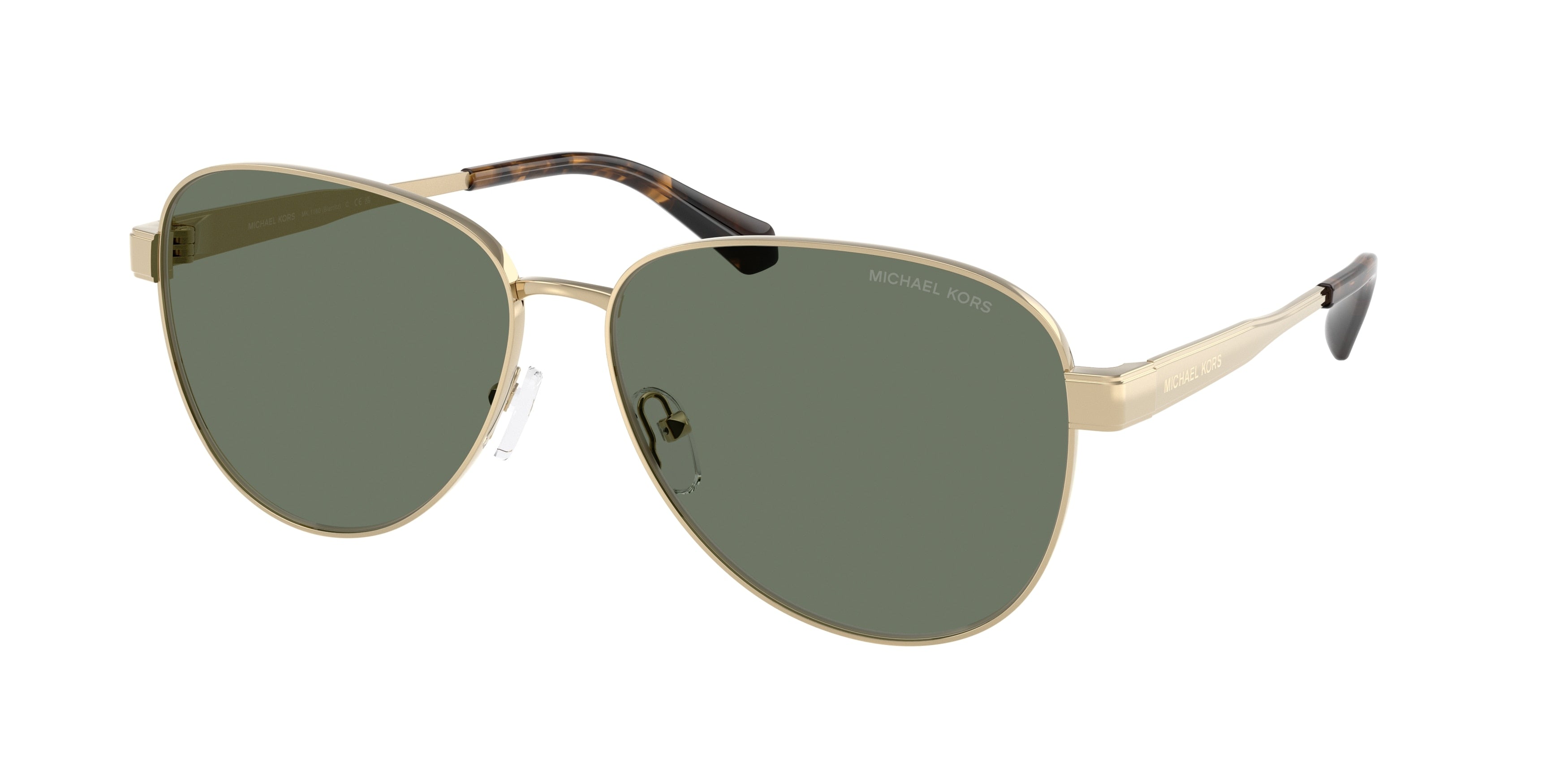 Gafas de Sol Michael Kors Biarritz MK1160 Oro claro brillante y Verde Sólido