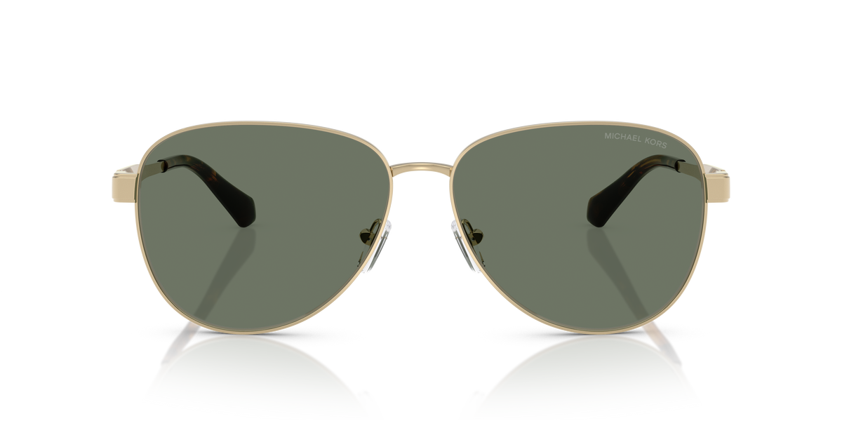 Gafas de Sol Michael Kors Biarritz MK1160 Oro claro brillante y Verde Sólido