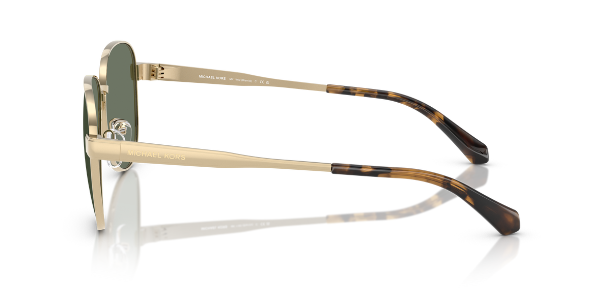 Gafas de Sol Michael Kors Biarritz MK1160 Oro claro brillante y Verde Sólido