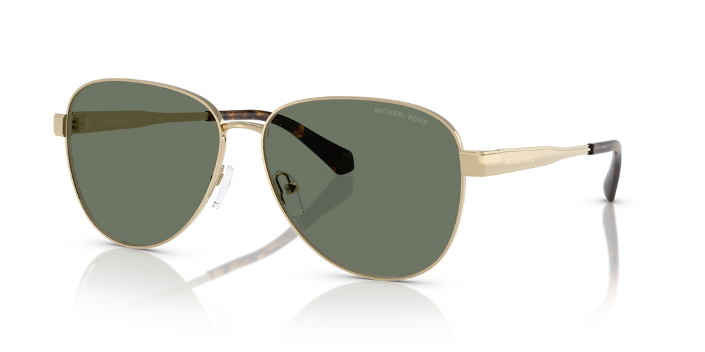 Gafas de Sol Michael Kors Biarritz MK1160 Oro claro brillante y Verde Sólido