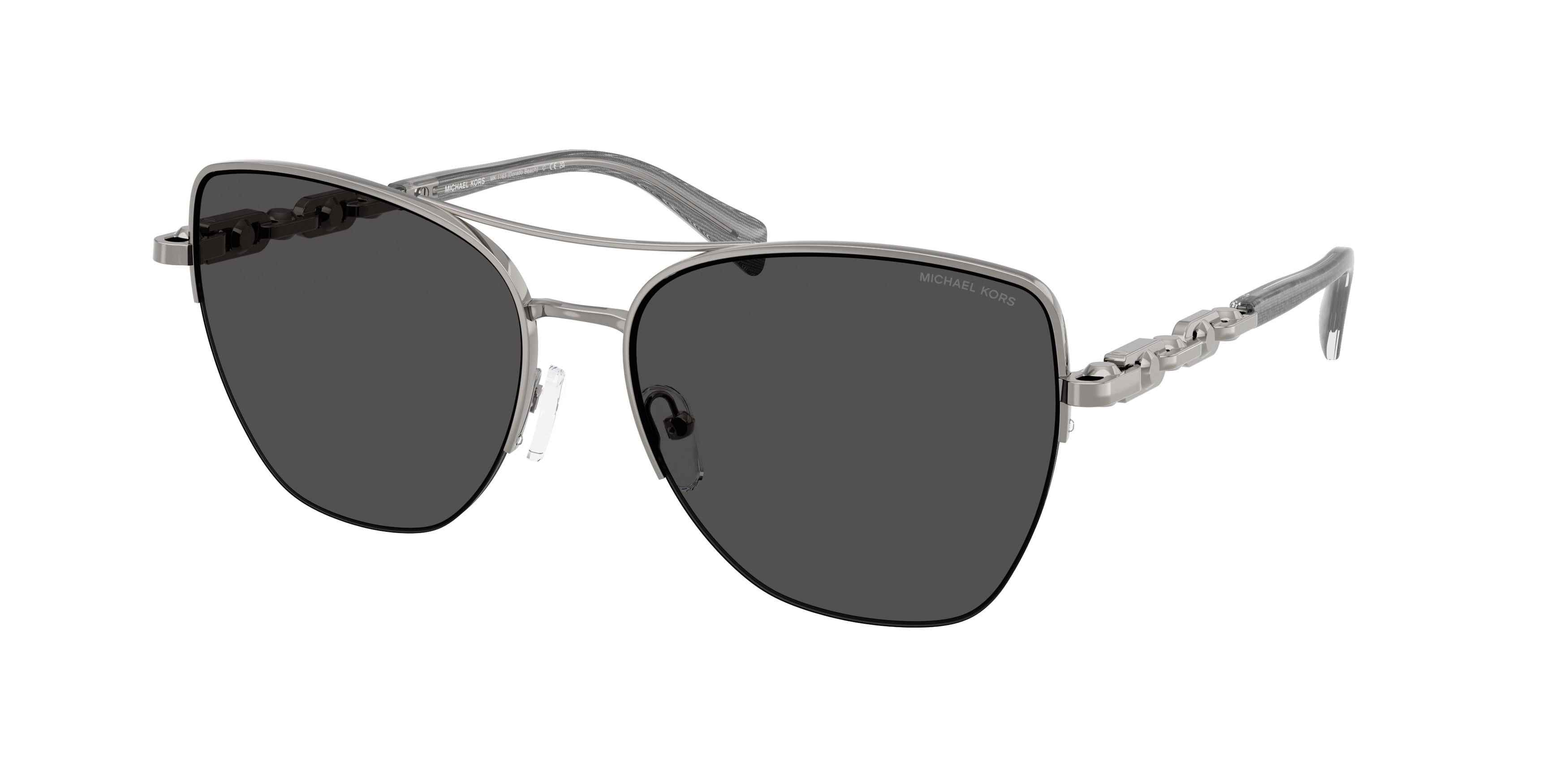Gafas de Sol Michael Kors Dorado Beach MK1163 Gris Plomo Brillante y Gris Oscuro Sólido