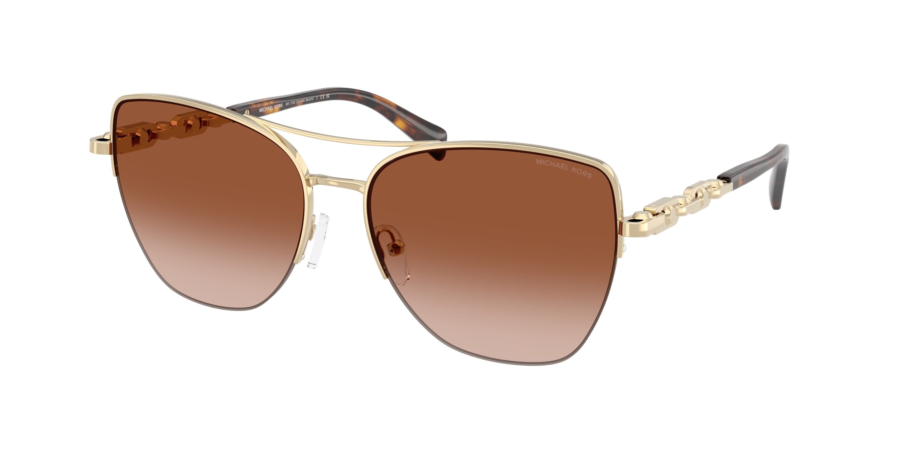 Gafas de Sol Michael Kors Dorado Beach MK1163 Oro claro brillante y Marrón Oscuro Degradé