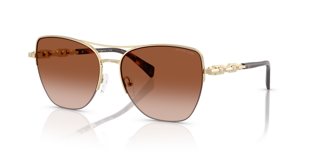 Gafas de Sol Michael Kors Dorado Beach MK1163 Oro claro brillante y Marrón Oscuro Degradé