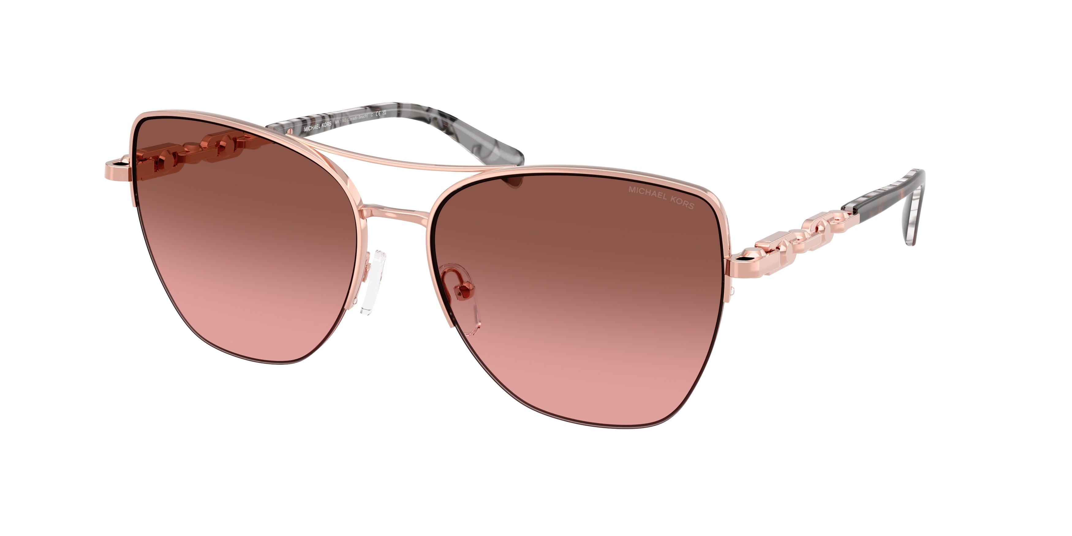 Gafas de Sol Michael Kors Dorado Beach MK1163 Oro rosa brillante y Marrón y Rosáceo Degradé