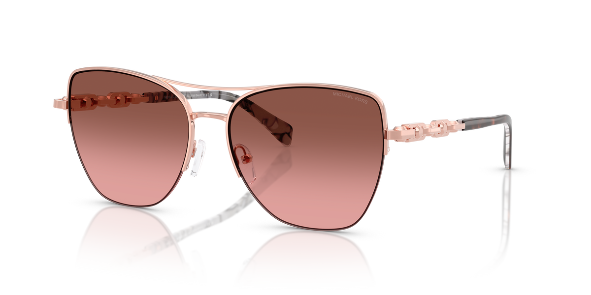 Gafas de Sol Michael Kors Dorado Beach MK1163 Oro rosa brillante y Marrón y Rosáceo Degradé