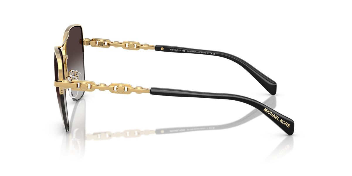 Gafas de Sol Michael Kors Dorado Beach MK1163 Amarillo oro brillante y Gris Oscuro Degradé