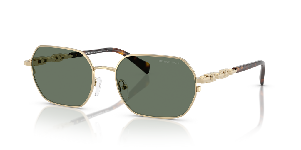Gafas de Sol Michael Kors Saint Martin MK1165 Oro claro brillante y Verde Sólido