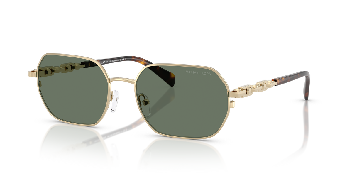 Gafas de Sol Michael Kors Saint Martin MK1165 Oro claro brillante y Verde Sólido