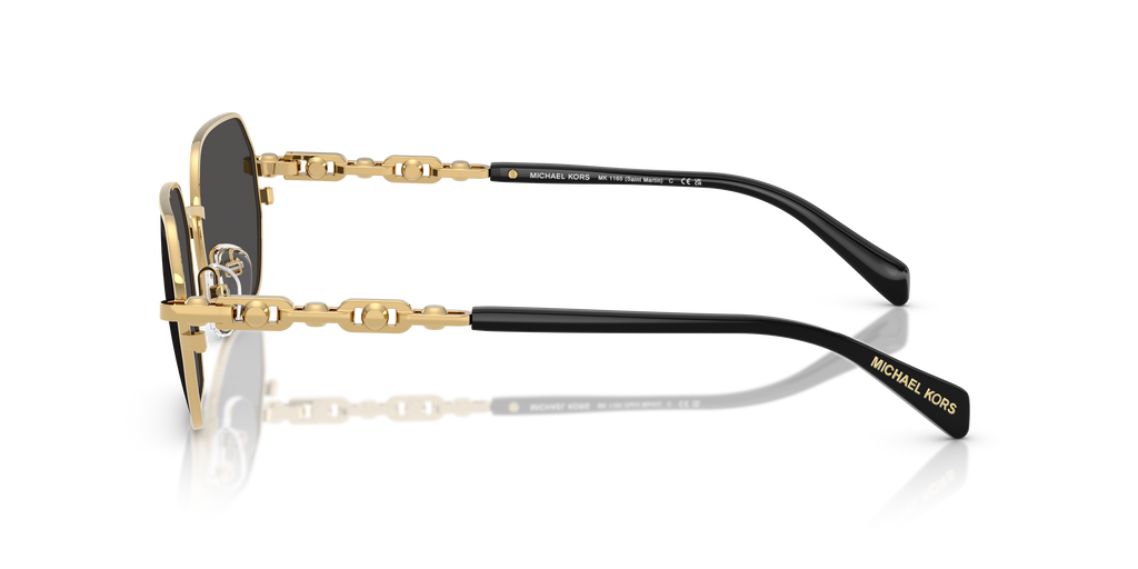 Gafas de Sol Michael Kors Saint Martin MK1165 Amarillo oro brillante y Gris Oscuro Sólido
