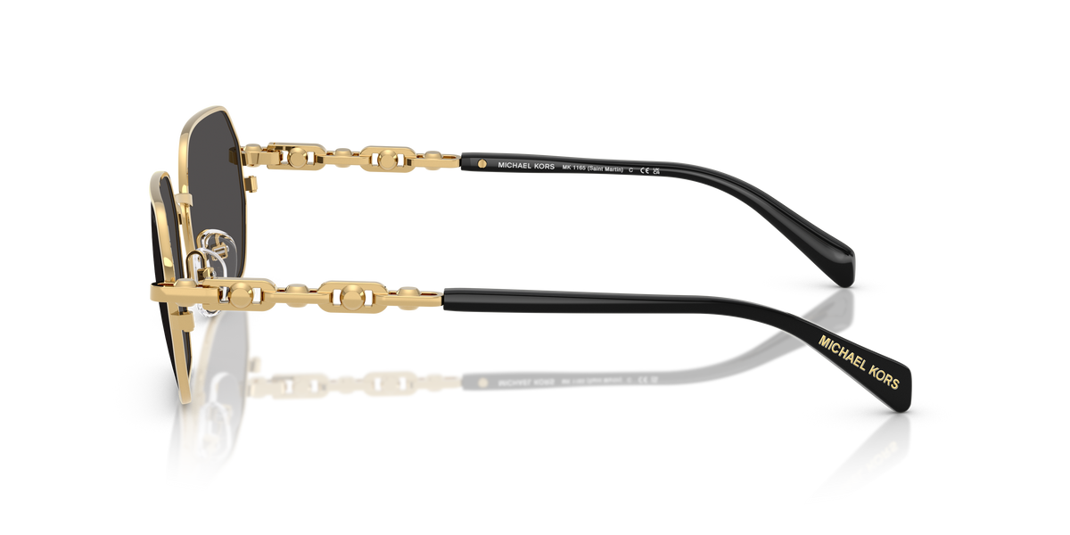 Gafas de Sol Michael Kors Saint Martin MK1165 Amarillo oro brillante y Gris Oscuro Sólido