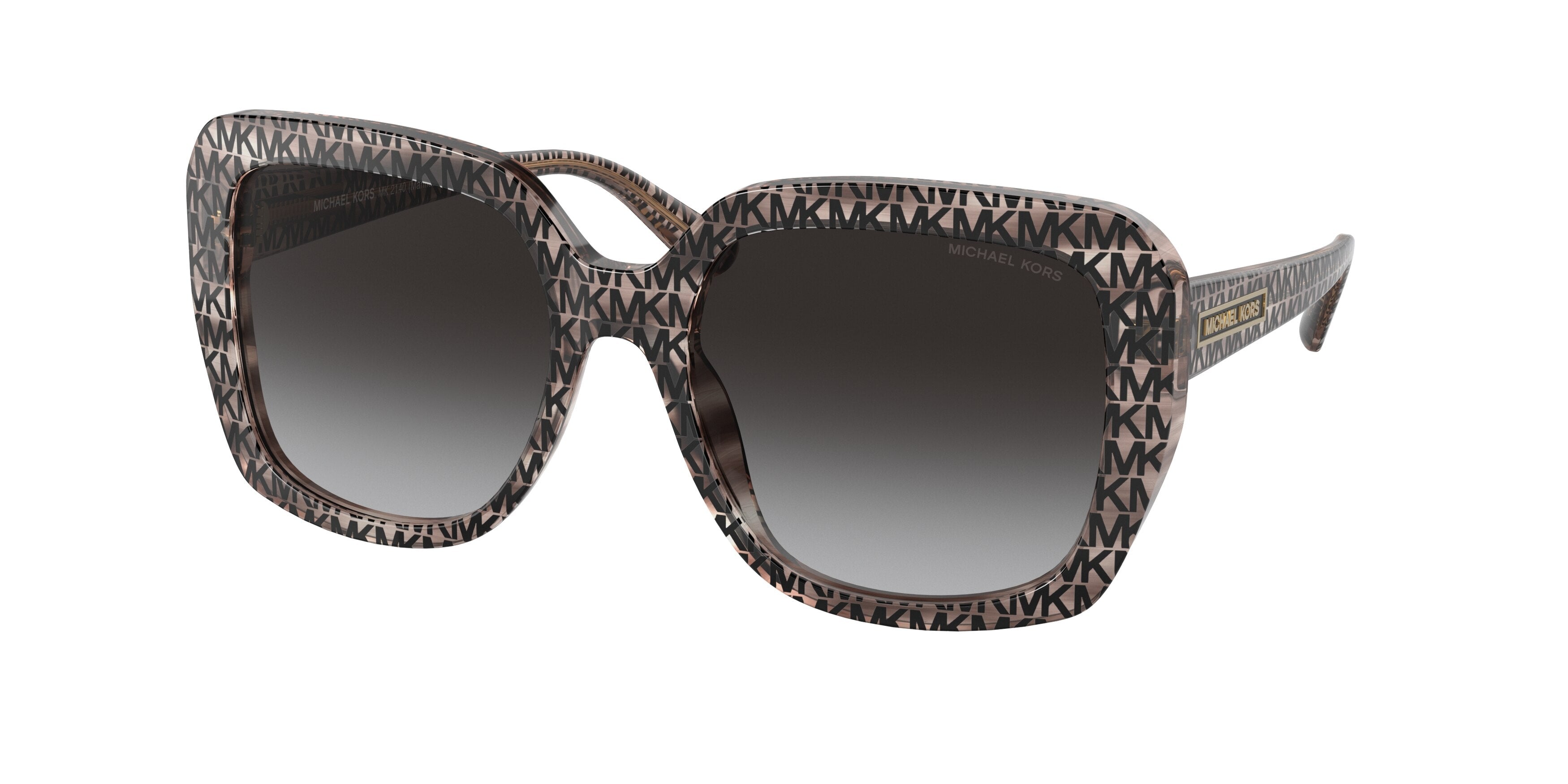 Gafas de Sol Michael Kors Manhasset MK2140 Estampado del Logo Mk en Blanco y Negro y Gris Oscuro Degradé