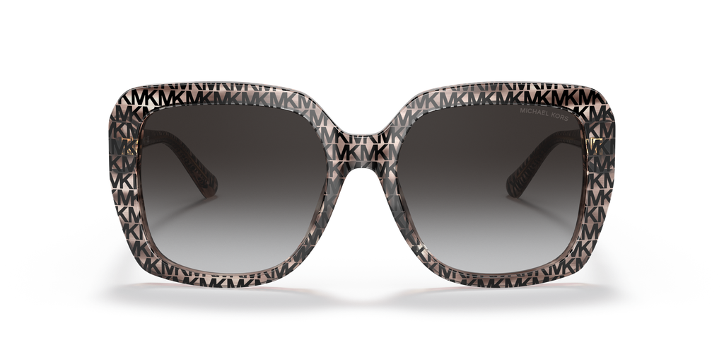 Gafas de Sol Michael Kors Manhasset MK2140 Estampado del Logo Mk en Blanco y Negro y Gris Oscuro Degradé