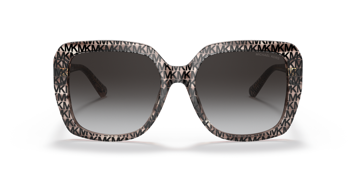 Gafas de Sol Michael Kors Manhasset MK2140 Estampado del Logo Mk en Blanco y Negro y Gris Oscuro Degradé