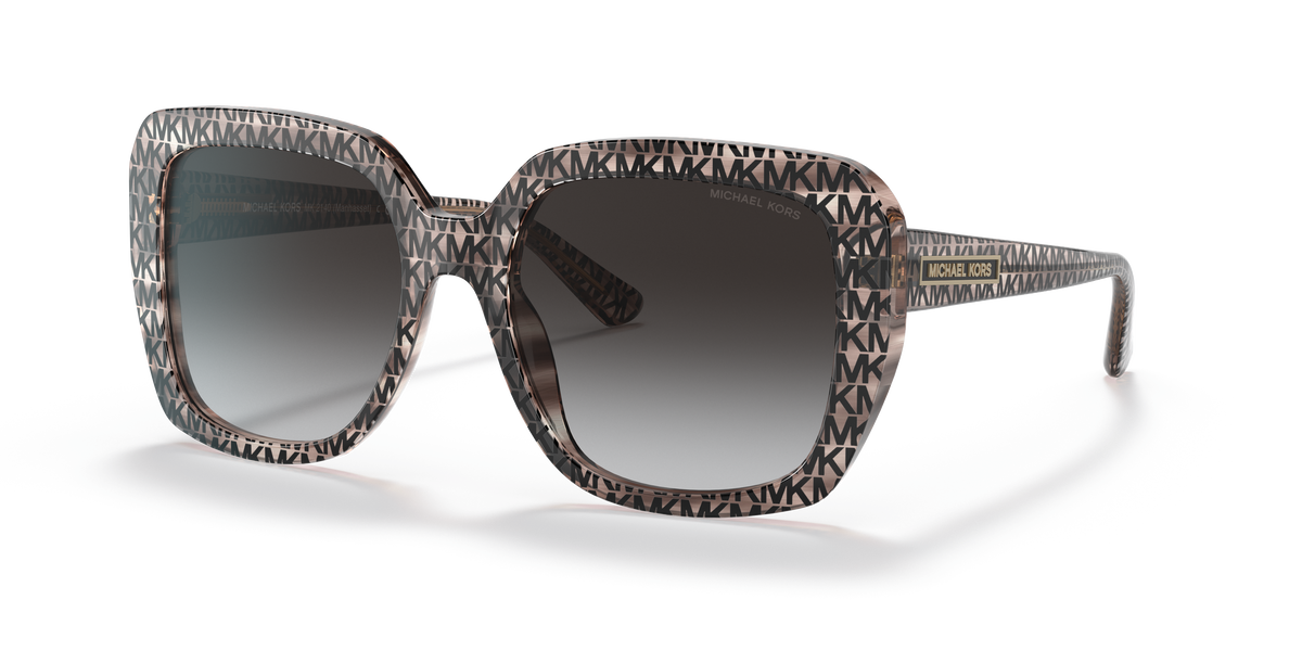 Gafas de Sol Michael Kors Manhasset MK2140 Estampado del Logo Mk en Blanco y Negro y Gris Oscuro Degradé