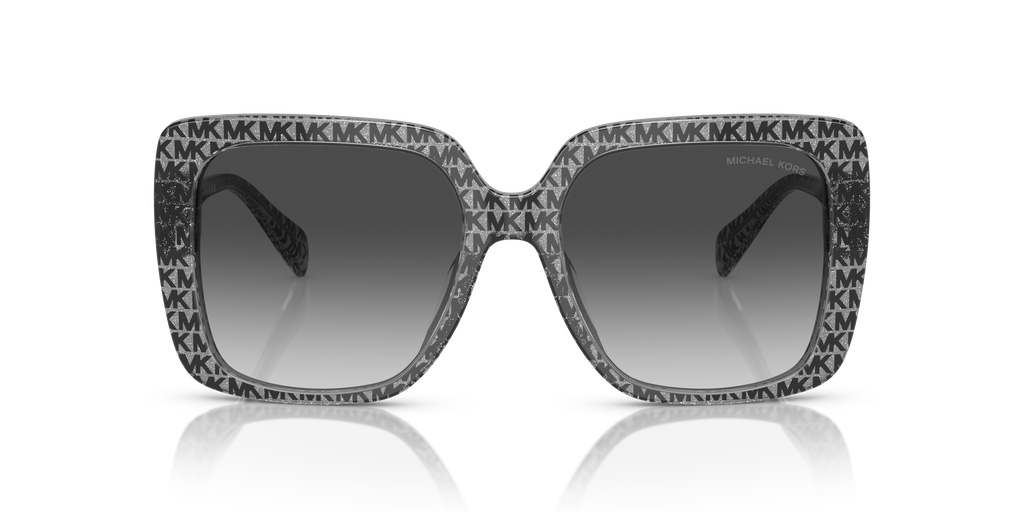 Gafas de Sol Michael Kors Mallorca MK2183U Logotipo Mk negro purpurina y Gris Oscuro Degradé