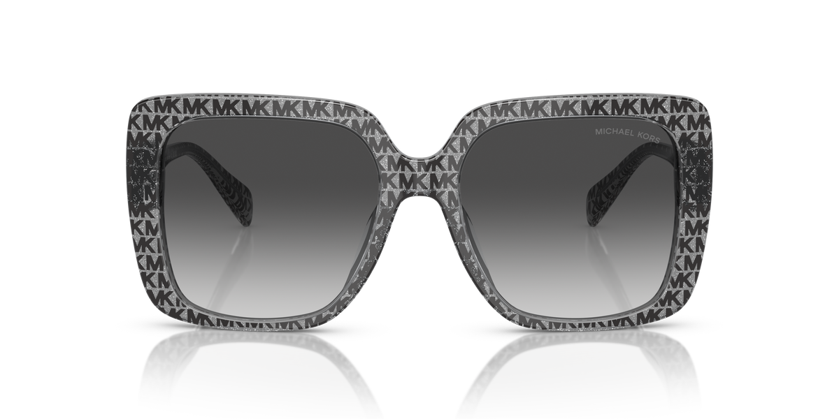 Gafas de Sol Michael Kors Mallorca MK2183U Logotipo Mk negro purpurina y Gris Oscuro Degradé