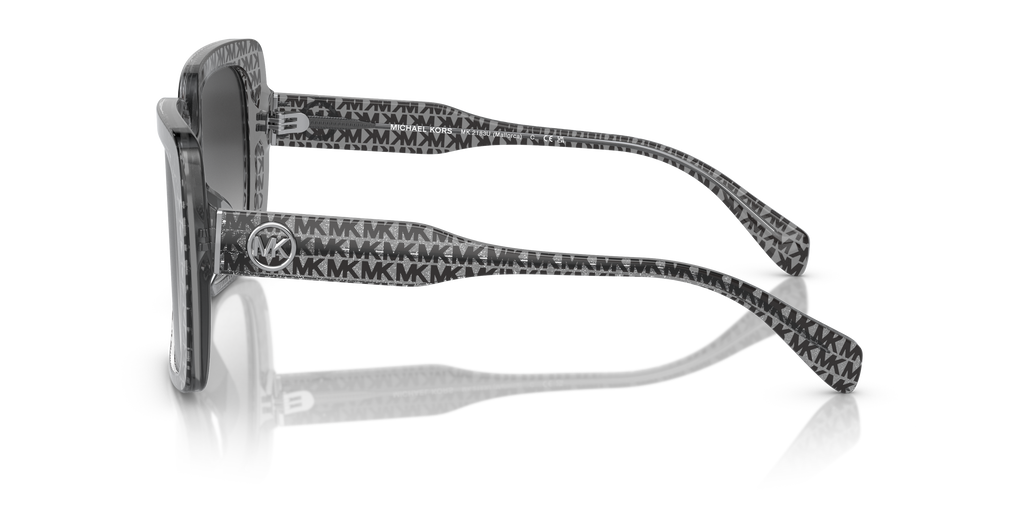 Gafas de Sol Michael Kors Mallorca MK2183U Logotipo Mk negro purpurina y Gris Oscuro Degradé