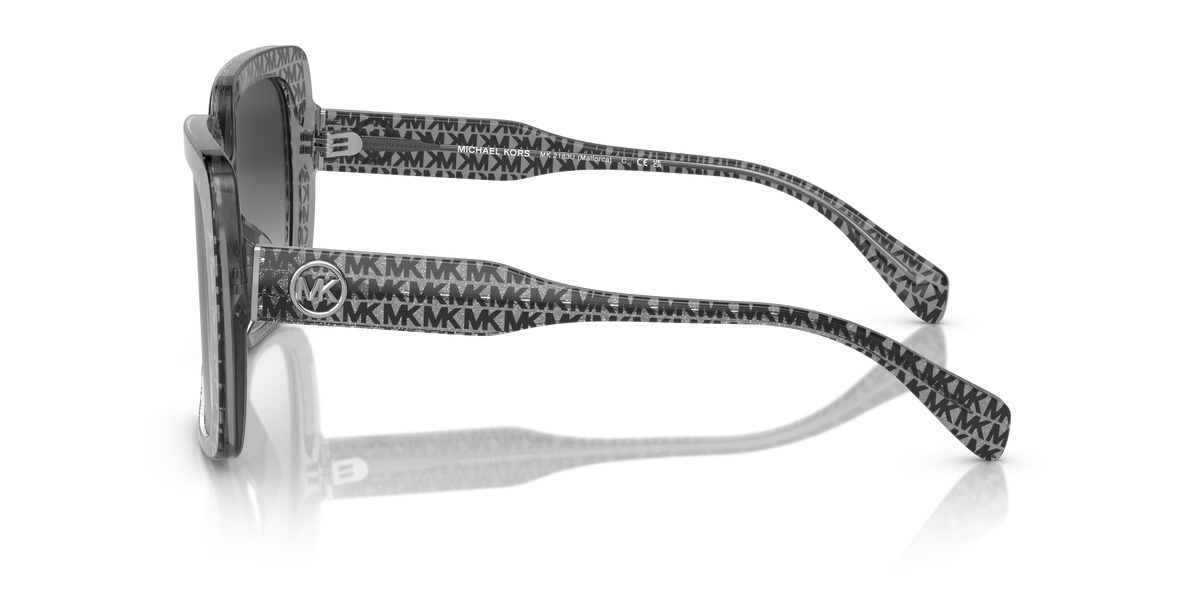 Gafas de Sol Michael Kors Mallorca MK2183U Logotipo Mk negro purpurina y Gris Oscuro Degradé