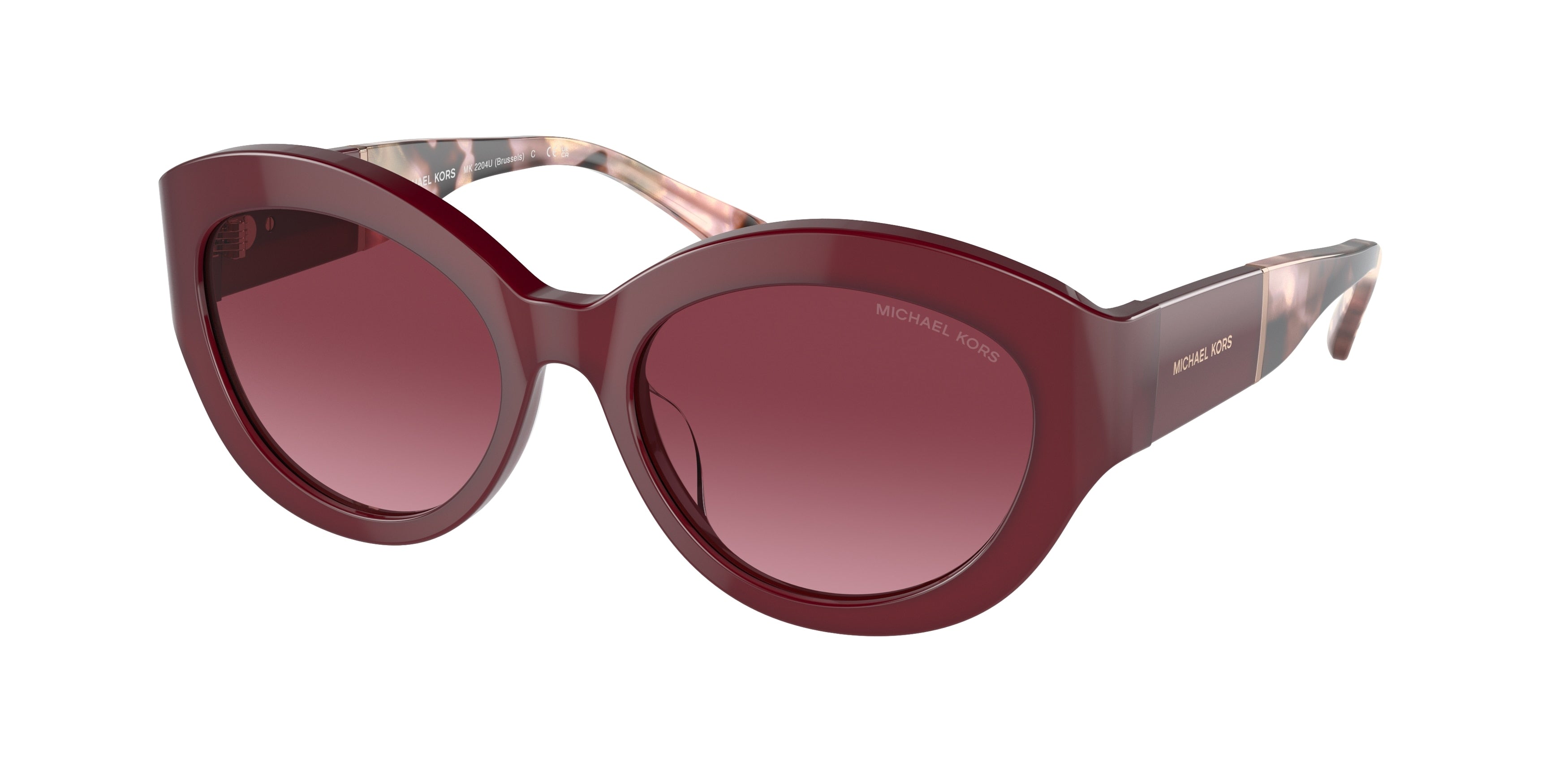 Gafas de Sol Michael Kors Brussels MK2204U Rojo Oscuro Traslúcido y Borgoña Degradé