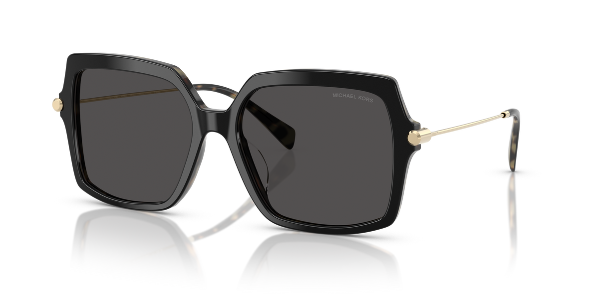 Gafas de Sol Michael Kors Quogue MK2247U Negro/tortuga ámbar y Gris Oscuro Sólido