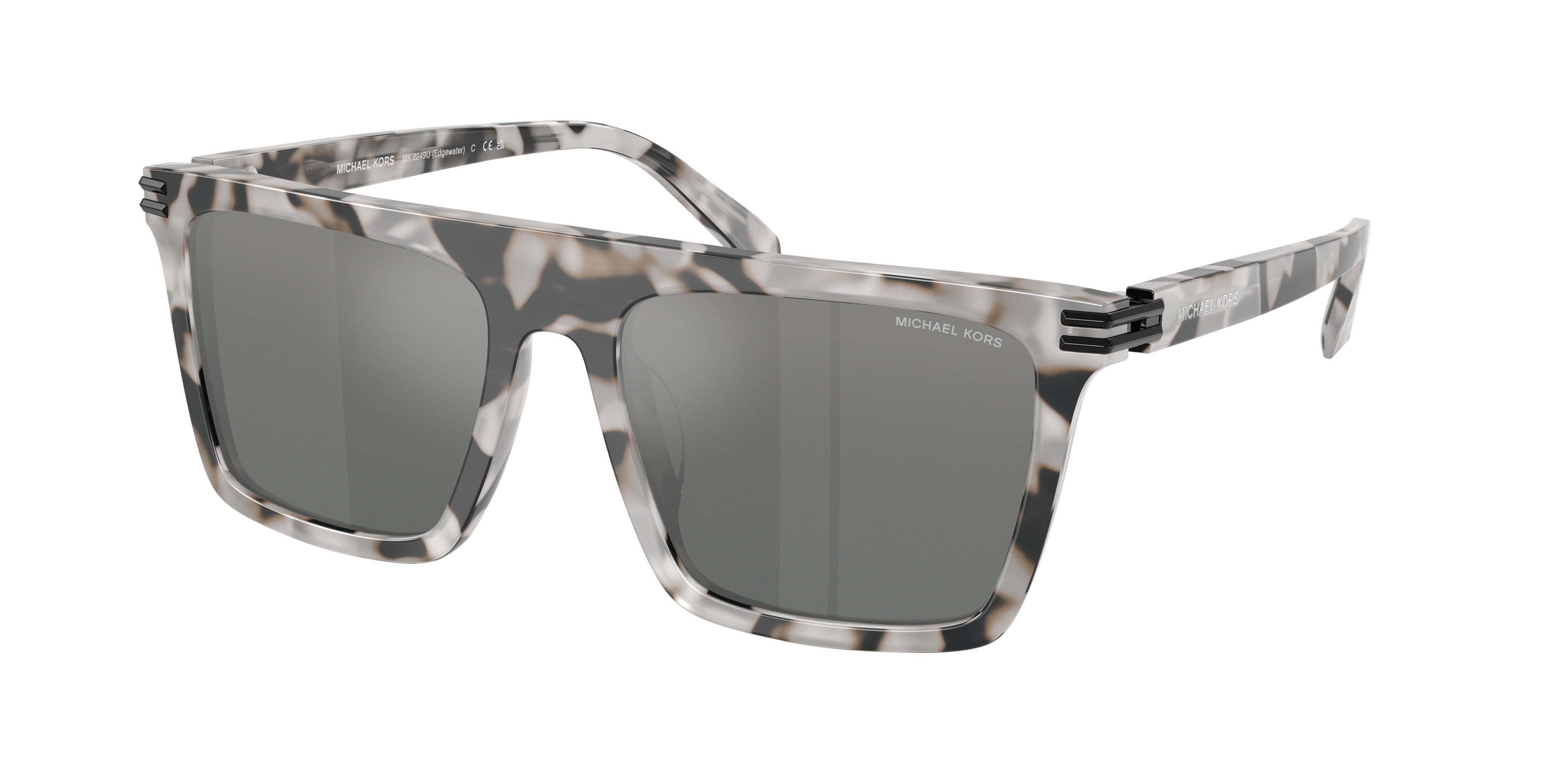 Gafas de Sol Michael Kors Edgewater MK2249U Carey Gris y Plateado Degradé a Verde Espejado