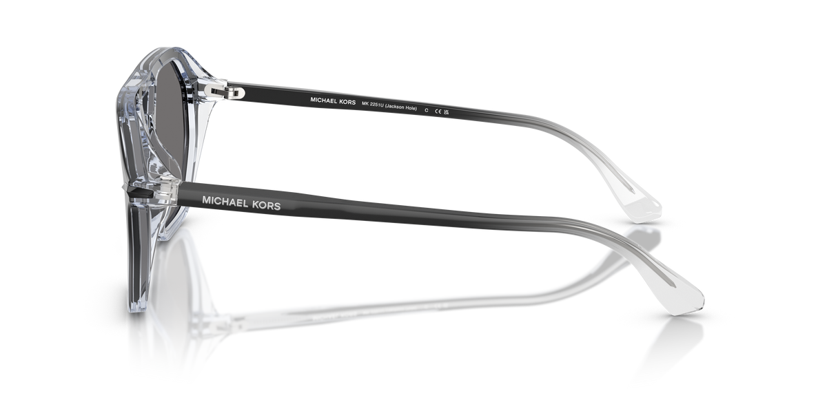 Gafas de Sol Michael Kors Jackson Hole MK2251U Degradé Negro a Transparente y Gris Oscuro Sólido Polarizado