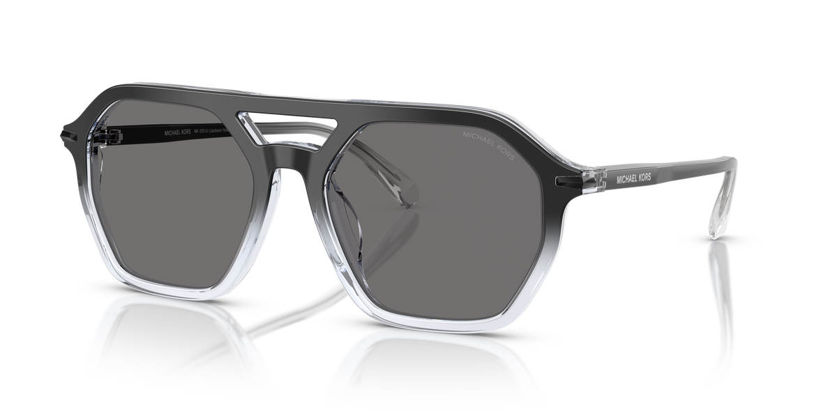 Gafas de Sol Michael Kors Jackson Hole MK2251U Degradé Negro a Transparente y Gris Oscuro Sólido Polarizado