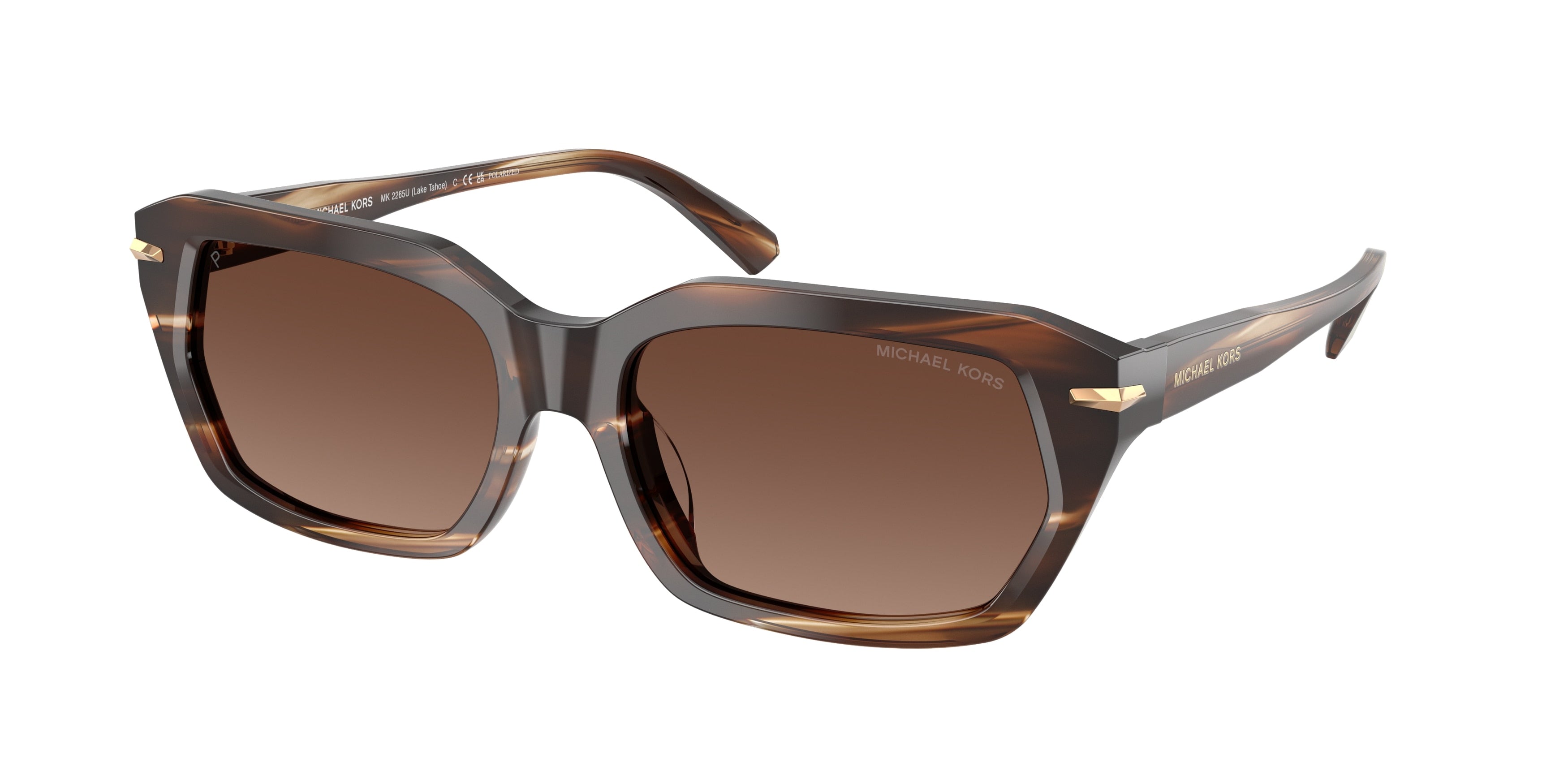Gafas de Sol Michael Kors Lake Tahoe MK2265U Cuerno Marrón y Marrón Sólido Polarizado