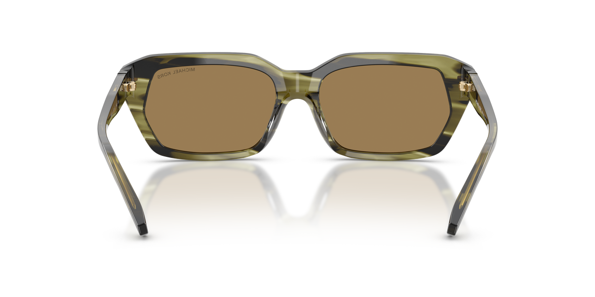 Gafas de Sol Michael Kors Lake Tahoe MK2265U Cuerno Verde Olivo y Marrón y Plateado Espejado