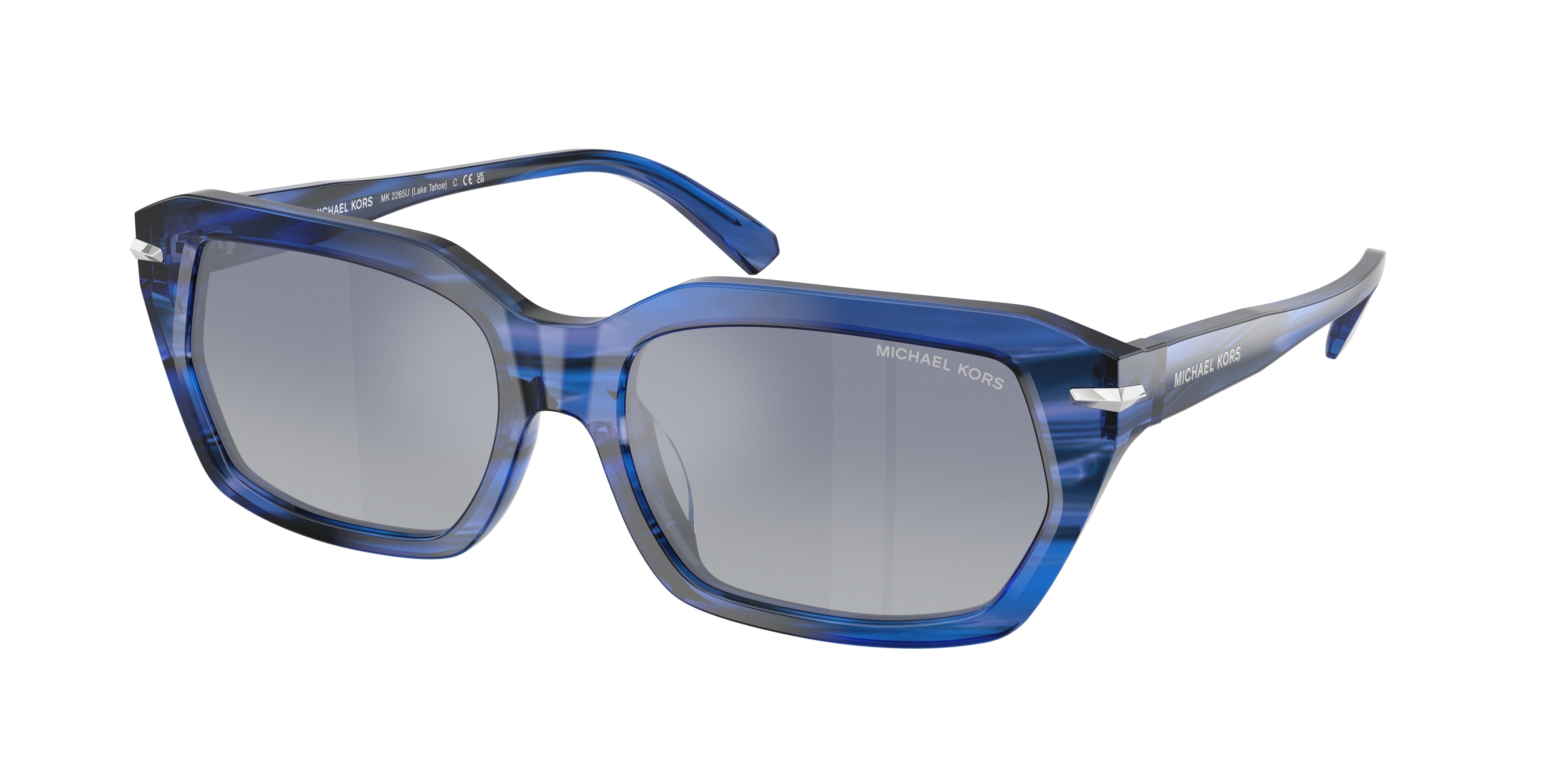 Gafas de Sol Michael Kors Lake Tahoe MK2265U Cuerno Azul y Gris Degradé a Azul Espejado