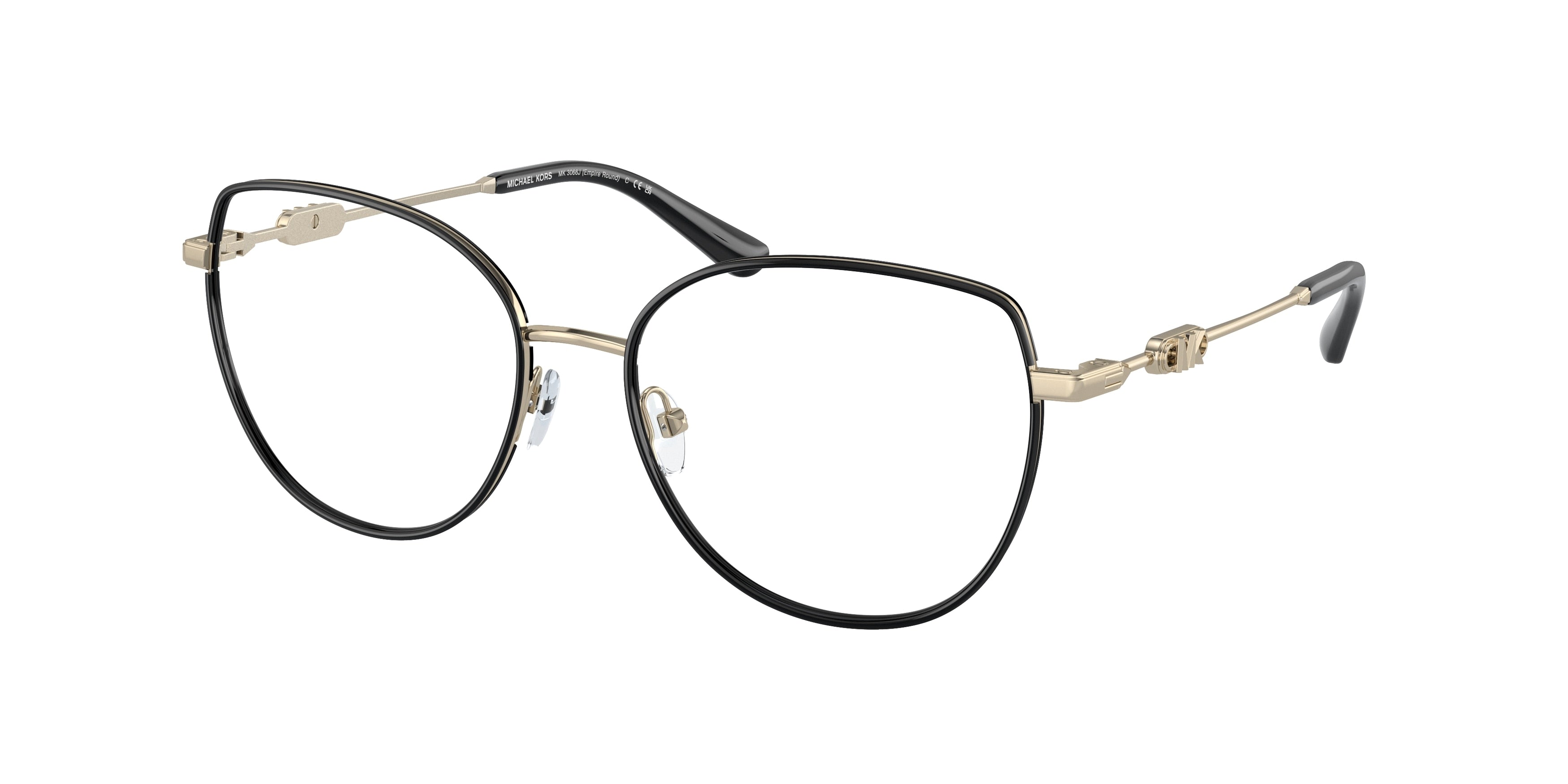Gafas Oftálmicas Michael Kors Empire Round MK3066J Dorado Claro/Negro