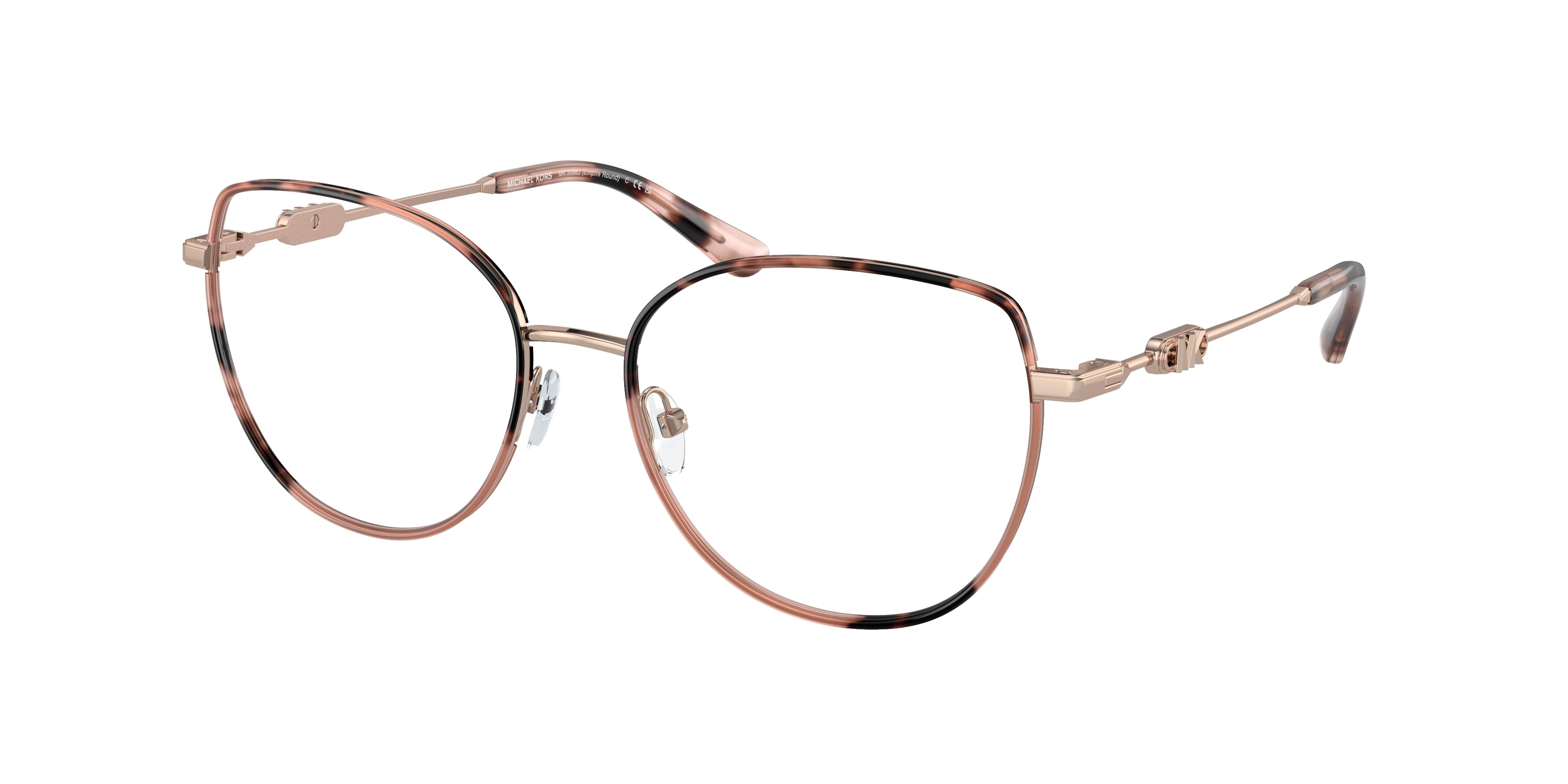 Gafas Oftálmicas Michael Kors Empire Round MK3066J Oro Rosa/Carey Rosa