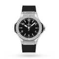 Hublot Big Bang Black Dial Diamond Black Rubber Ladies Watch 361.SX.1270.RX.1104