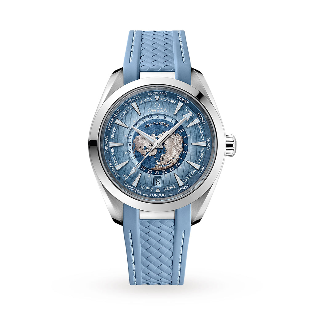 Omega Seamaster World Time GMT Automatic Chronometer Summer Blue Dial Men's Watch