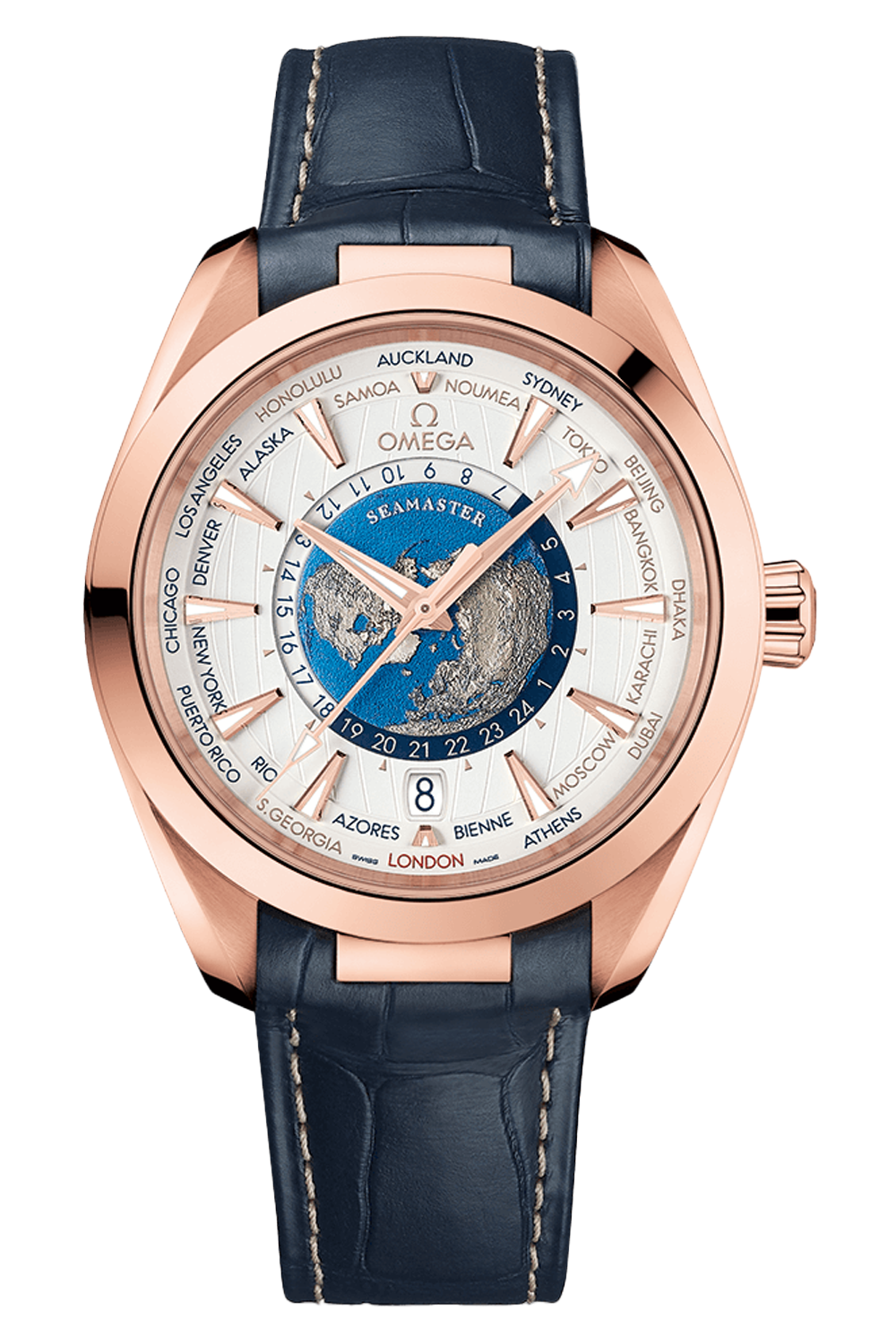 Omega Aqua Terra Co-Axial World Time Automatic Chronometer Silver Dial Watch 220.53.43.22.02.001