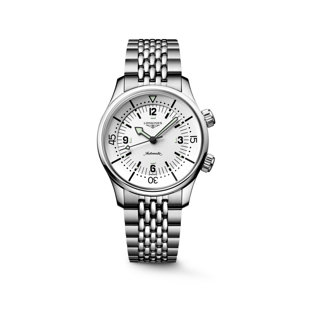 Reloj Longines Legend Diver Automático Dial Blanco L3.764.4.16.6