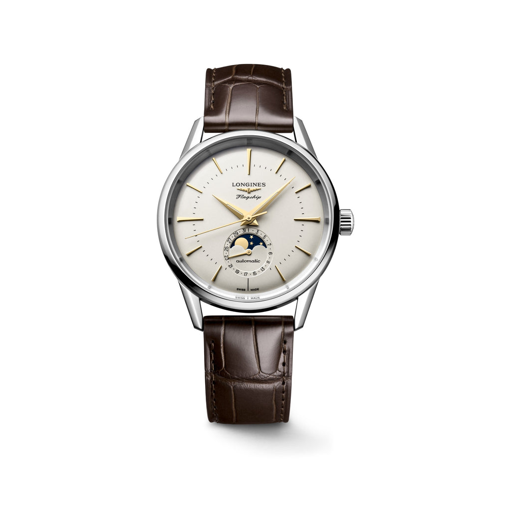 Reloj Longines Flagship Heritage Moonphase Automático Dial Marfil L4.815.4.78.2