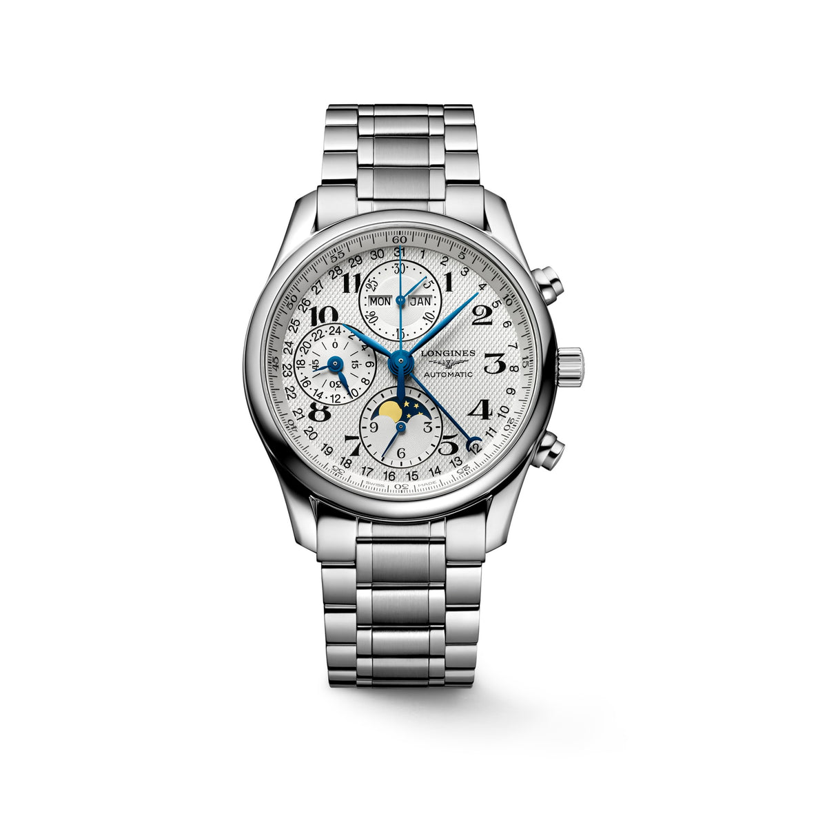 Reloj Longines Master Collection Complete Calendar Chrono Moonphase Brazalete Acero L2.673.4.78.6